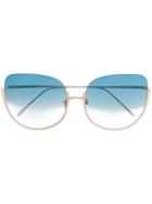 Linda Farrow Oversized Frame Sunglasses - Gold