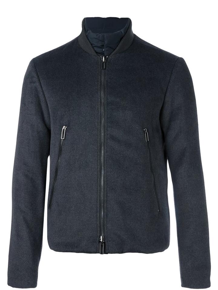 Emporio Armani Zip Pocket Jacket, Men's, Size: Large, Grey, Cotton/polyamide/polyester/wool