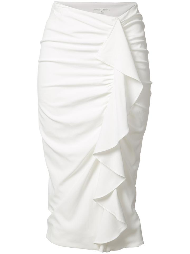 Veronica Beard Drew Cascade Skirt, Women's, Size: 2, White, Viscose/spandex/elastane