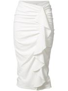 Veronica Beard Drew Cascade Skirt, Women's, Size: 2, White, Viscose/spandex/elastane