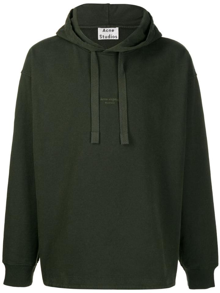 Acne Studios Inverted Logo Print Hooded Sweatshirt - Green