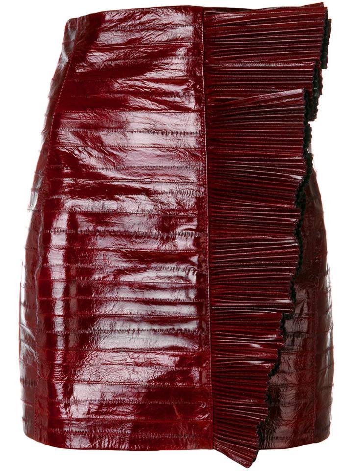 Saint Laurent Fitted Biker Skirt - Red