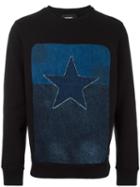 Diesel Star Patch Denim Inset Sweatshirt, Men's, Size: Large, Black, Cotton/polyester