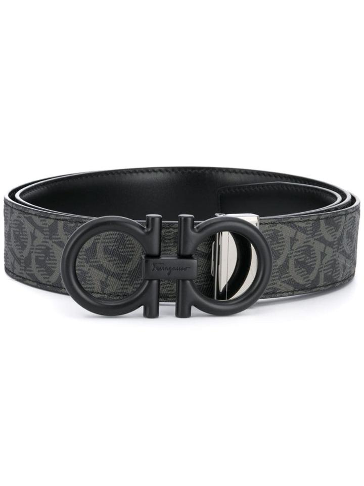 Salvatore Ferragamo Logo Print Belt - Black