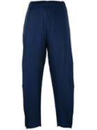 Pleats Please By Issey Miyake Pleated Trousers, Women's, Size: 3, Blue, Polyester
