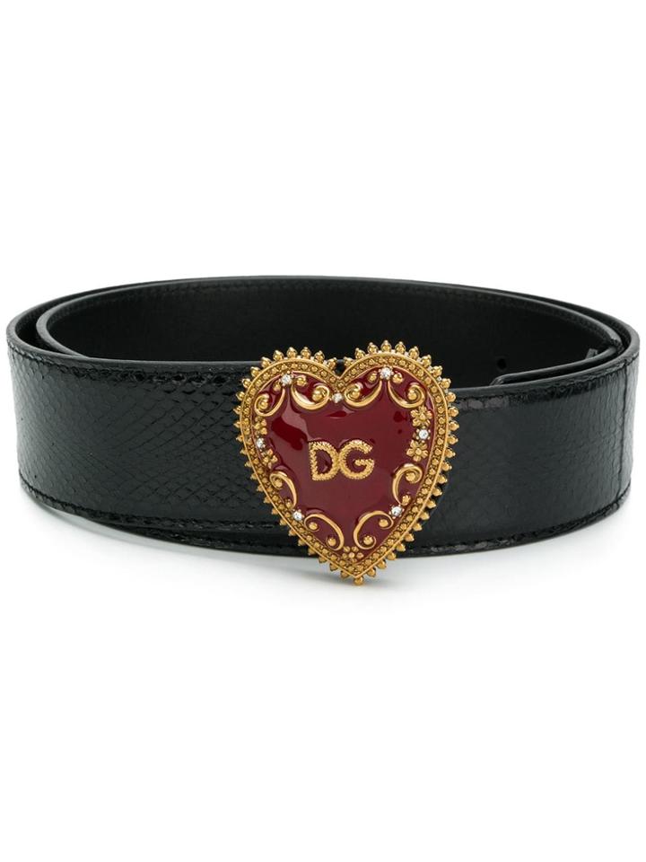 Dolce & Gabbana My Heart Dg Logo Buckle Belt - Black