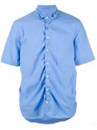 Marni Ruched Short Sleeve Shirt, Men's, Size: 50, Blue, Cotton