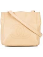 Chanel Vintage Embossed Logo Tote - Nude & Neutrals