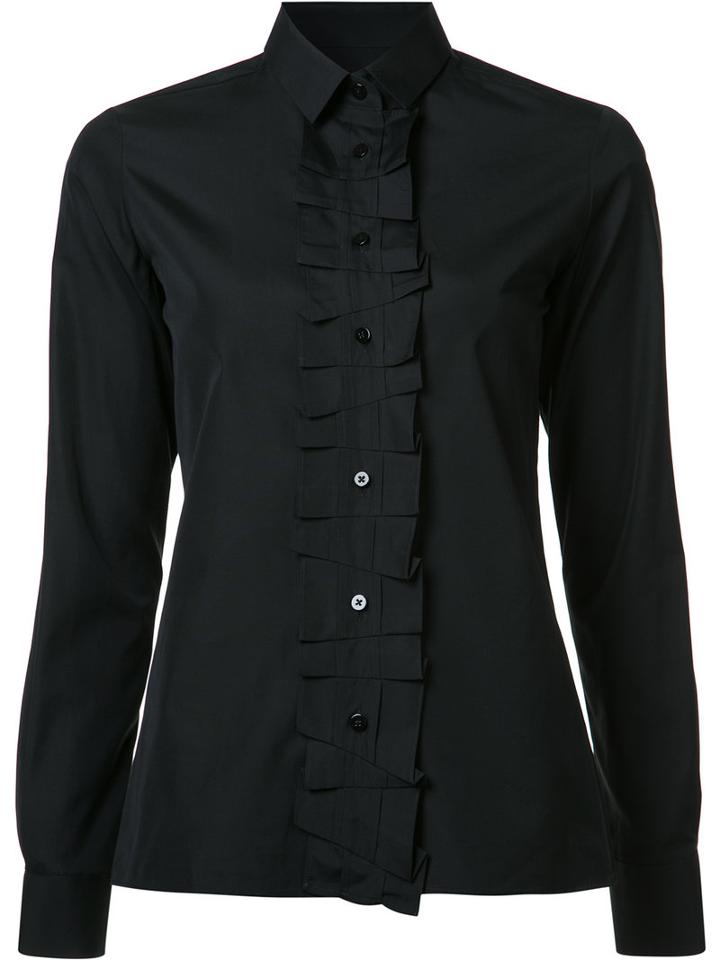 Ruffle Placket Shirt - Women - Cotton - 44, Black, Cotton, Maison Margiela