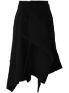 Yohji Yamamoto Wrap Asymmetric Skirt, Women's, Size: 9, Black, Cotton/nylon/wool