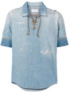 Saint Laurent Destroyed Denim Tunic - Blue