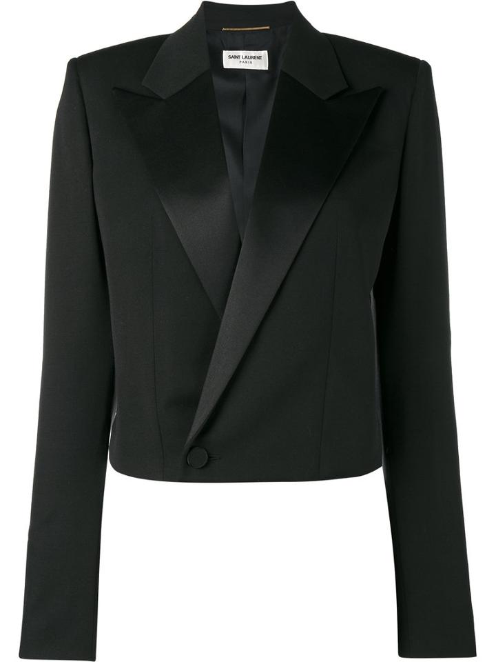 Saint Laurent Iconic Le Smoking '80s Spencer Jacket, Women's, Size: 38, Black, Wool/polyester/cotton/silk