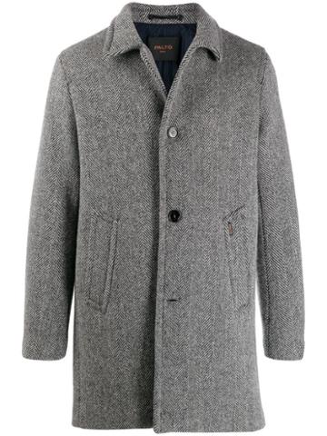 Paltò Herringbone Coat - Black