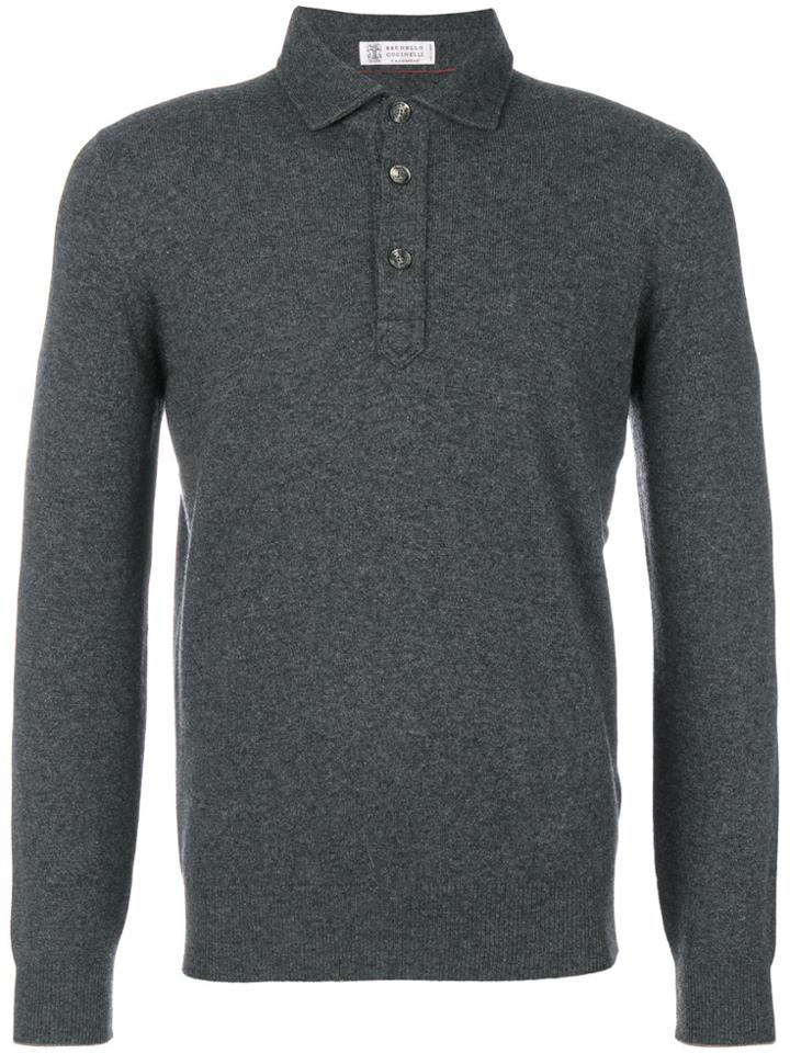 Brunello Cucinelli Buttoned Placket Jumper - Grey