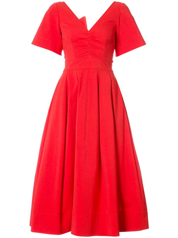 Oscar De La Renta Back Bow Balloon Dress - Red