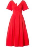 Oscar De La Renta Back Bow Balloon Dress - Red
