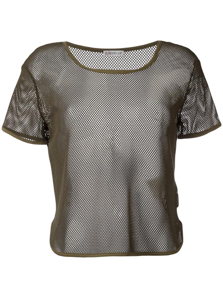 Moncler Sheer Mesh T-shirt, Women's, Size: Small, Green, Elastodiene/polyimide