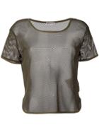 Moncler Sheer Mesh T-shirt, Women's, Size: Small, Green, Elastodiene/polyimide