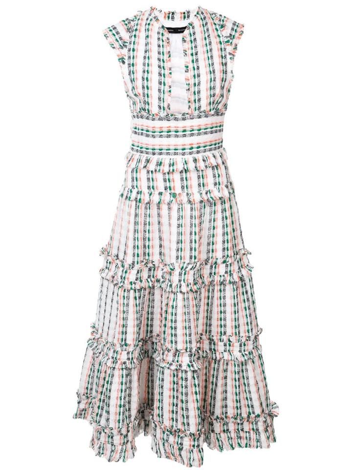 Proenza Schouler Textured Tweed Tiered Dress - White