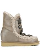 Mou Knitted Detail Boots - Neutrals