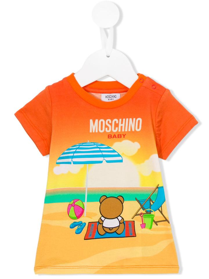 Moschino Kids - Bear Beach T-shirt - Kids - Cotton - 3-6 Mth, Orange