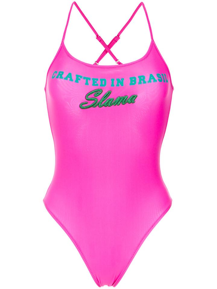 Amir Slama Printed Swuimsuit - Pink & Purple