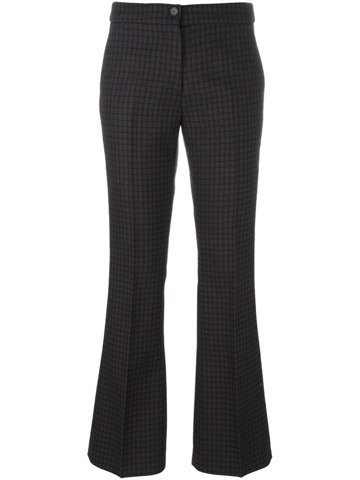 Yang Li Checked Flared Trousers, Women's, Size: 38, Grey, Viscose/virgin Wool