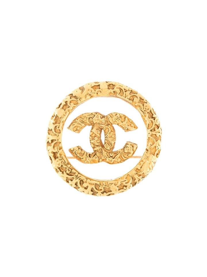 Chanel Pre-owned Cut Off Cc Logo Brooch - Gold
