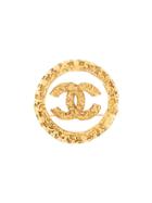 Chanel Pre-owned Cut Off Cc Logo Brooch - Gold