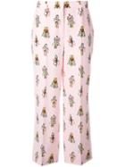 Prada Robot Print Trousers, Women's, Size: 38, Pink/purple, Silk/cupro