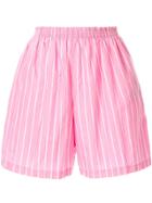 Chanel Pre-owned Striped Gathered Shorts - Pink