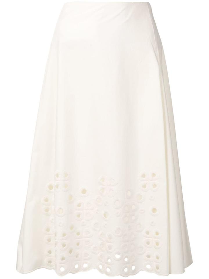 Fendi A-line Embroidered Skirt - Neutrals