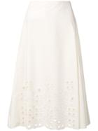 Fendi A-line Embroidered Skirt - Neutrals