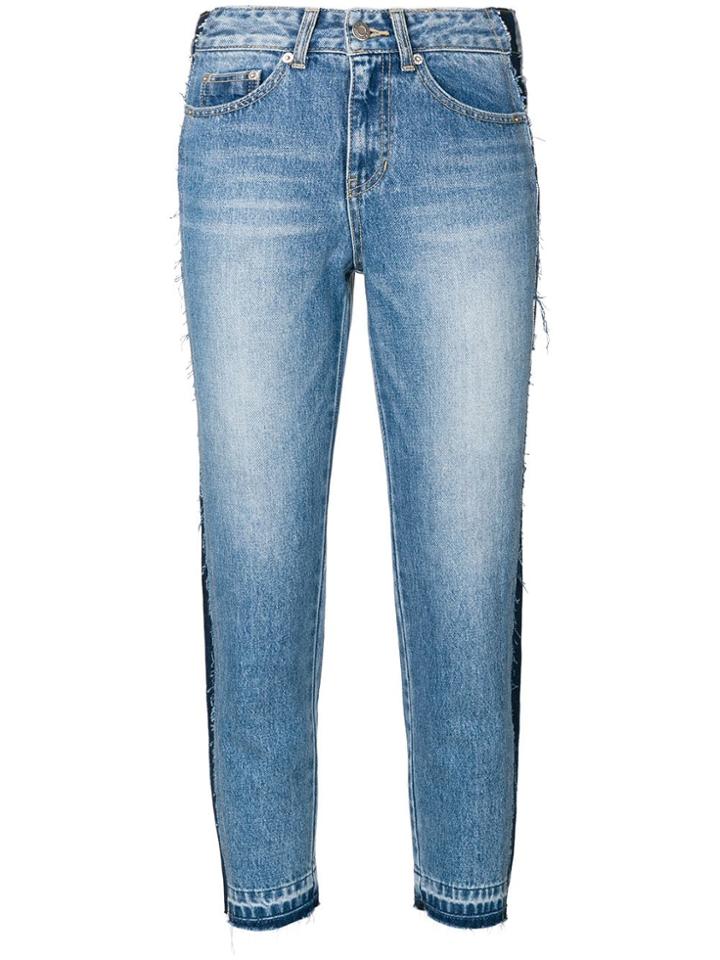Sjyp Side-stripe Cropped Jeans - Blue
