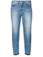 Sjyp Side-stripe Cropped Jeans - Blue