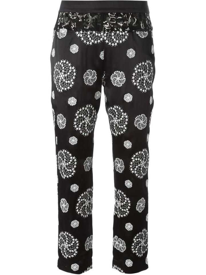 Ann Demeulemeester Circle Embroidered Cropped Trousers, Women's, Size: 38, Black, Silk