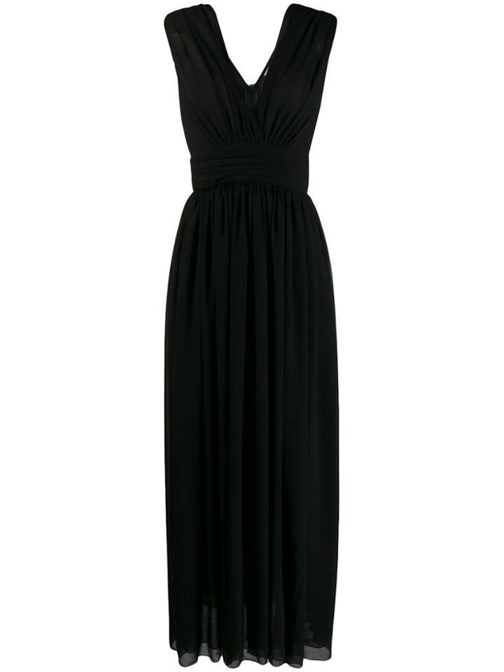 Blanca Plunge Neck Evening Dress - Black