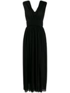 Blanca Plunge Neck Evening Dress - Black