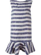 Giorgio Armani Striped Peplum Dress, Women's, Size: 42, Blue, Viscose/cotton/polyester/silk