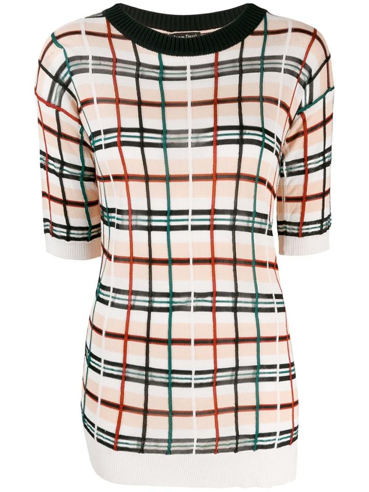 Jean Paul Gaultier Vintage Checked Knitted Top - Neutrals