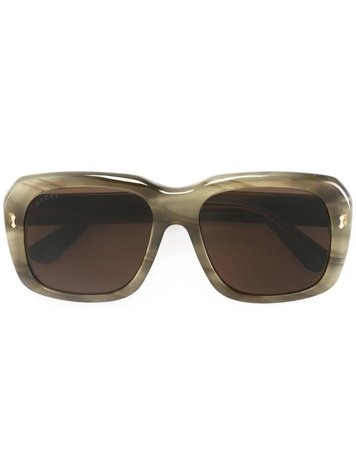 Gucci Eyewear Oversize Line Detail Sunglasses, Adult Unisex, Size: 57, Green, Acetate