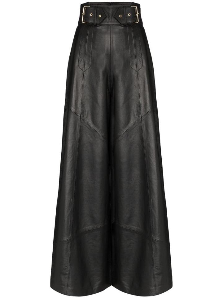Skiim Johnny Wide-leg Leather Trousers - Black
