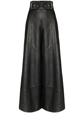 Skiim Johnny Wide-leg Leather Trousers - Black