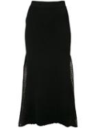 Derek Lam - Mesh-panelled Ribbed-knit Skirt - Women - Polyamide/polyester/viscose - L, Black, Polyamide/polyester/viscose