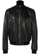 Tom Ford Leather Bomber Jacket, Men's, Size: 54, Black, Lamb Skin/rayon/cotton
