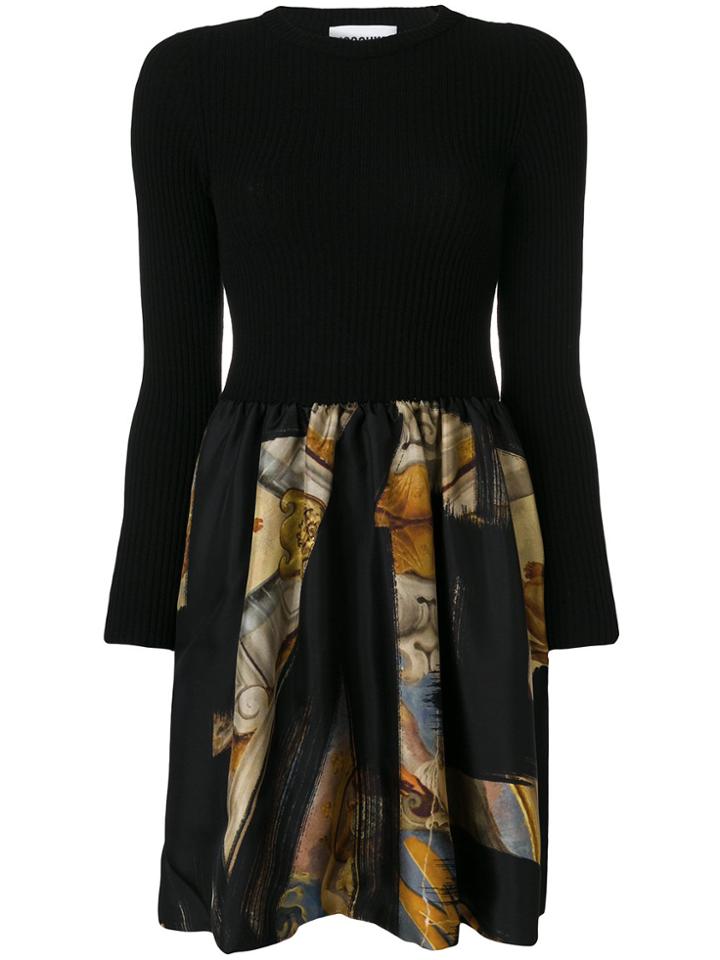 Moschino Dual Ribbed Scarf Dress - Black