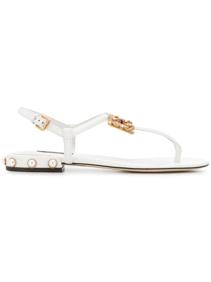Dolce & Gabbana Flat Logo Sandals - White