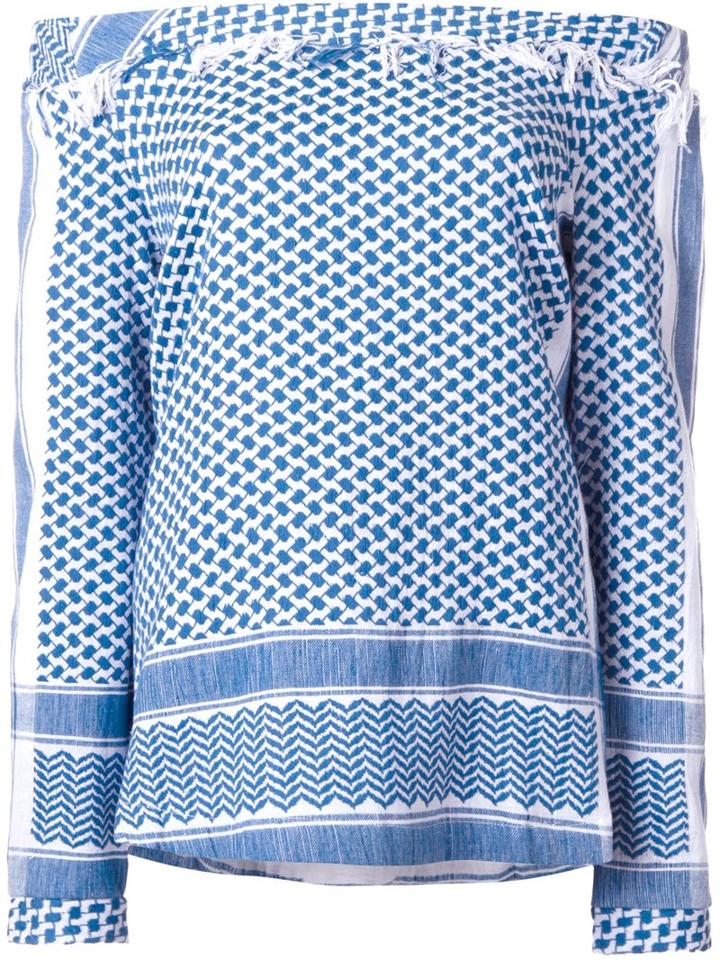 Cecilie Copenhagen Off-shoulder Top, Women's, Blue, Cotton