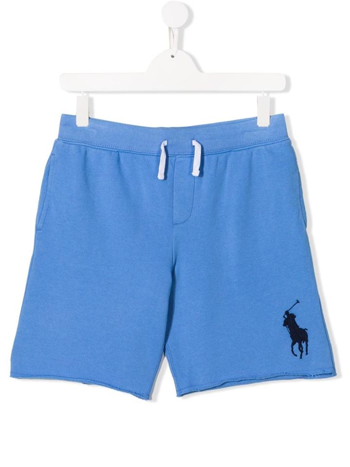 Ralph Lauren Kids Raw Hem Jersey Shorts - Blue