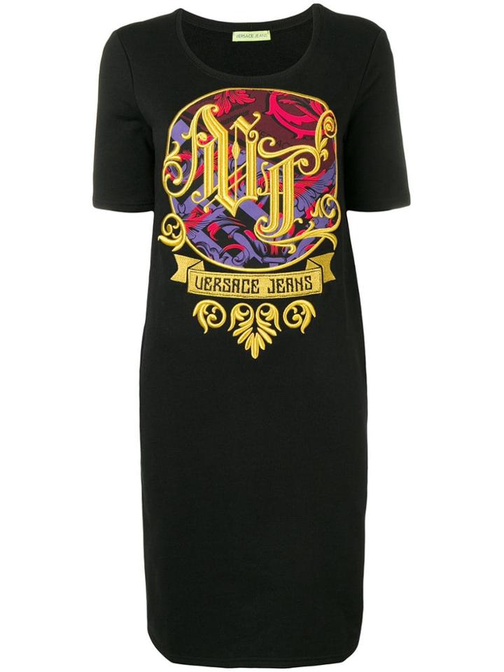 Versace Jeans Embroidered T-shirt Dress - Black